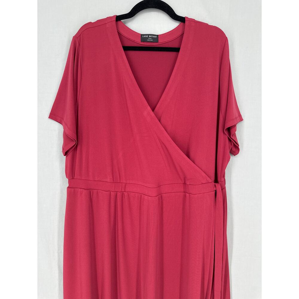 Lane Bryant Dress 22 24 Red Knee Length V Neck Office Capsule Stretch - Picture 5 of 8